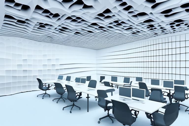 A room with soundproofing materials on the walls and ceiling
