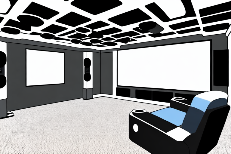 A home theater room with soundproofing materials installed