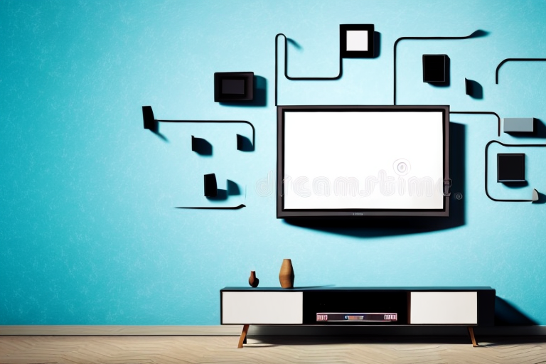 A wall with a tv mounted on it